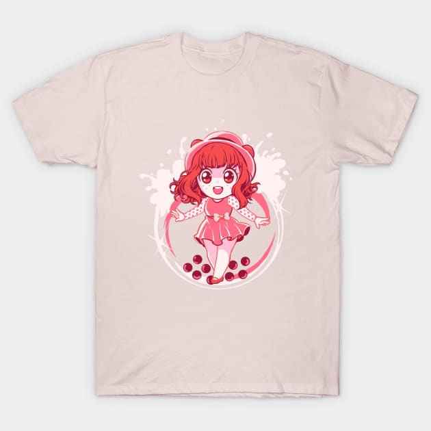 Boba Bear Strawberry T-Shirt by uguubear